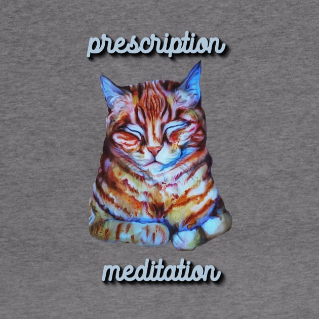 prescription meditation, meditating cat by candimoonart